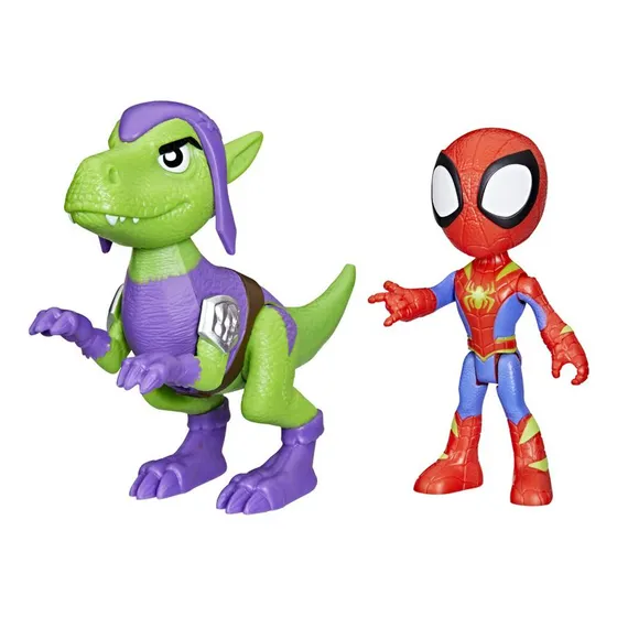 Set Figuras Spidey Y Goblin Raptor Spidey Dino-webs