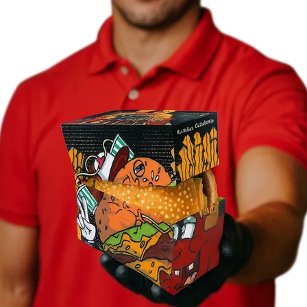 Embalagem Para Hambúrguer Lanches Caixa Com Zíper 100un Color