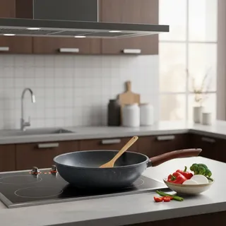Panela Wok Antiaderente Cerâmica Indução 28cm Granito Luxo