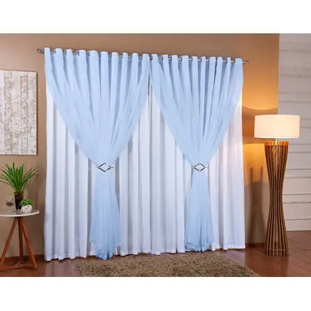 Cortina Lorena 6,00m X 2,50 Altura Tecido Voil Com Forro