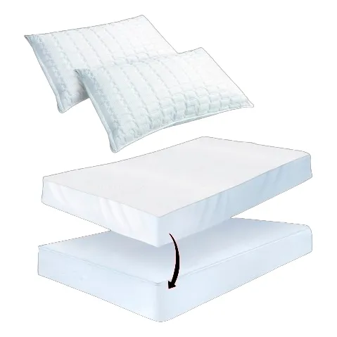 Combo: Protector Colchón Antifluido King + 2 Almohadas Fibra
