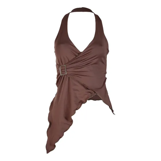 Blusa Top Asimetrico Marron