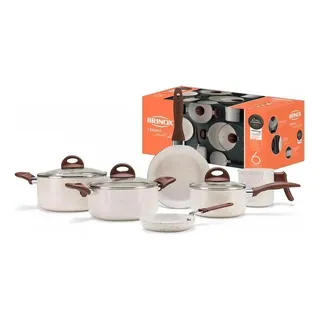 Jogo De Panelas Antiaderente Cerùmico Vanilla Brinox 6 Peças Jogo De Panelas Antiaderente Cerùmico Vanilla Brinox 6 Peças