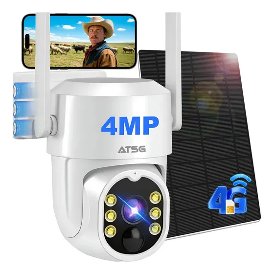 Atsg Tarjeta Sim 4g Solar Cámara De Seguridad Exterior 4mp