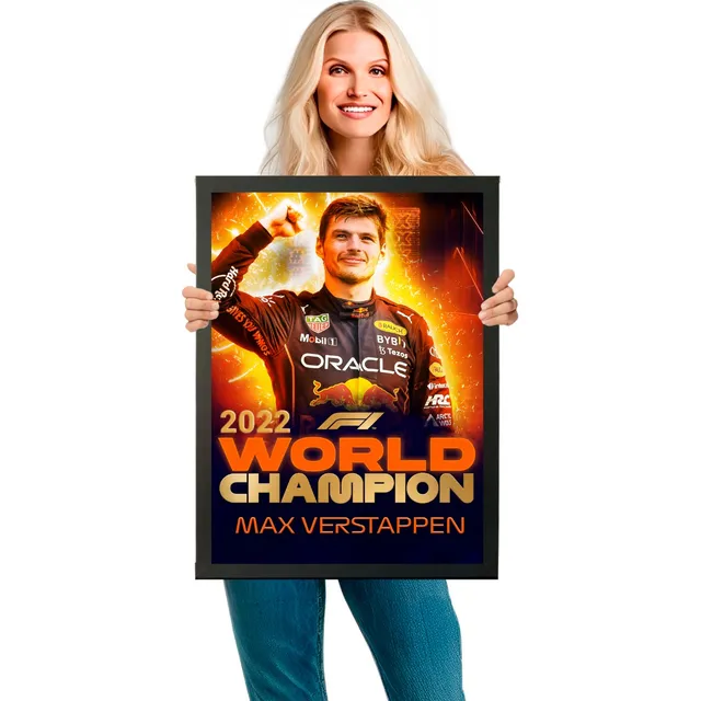 Quadro Decorativo Max Verstappen 2022 Moldura 60x42cm A2