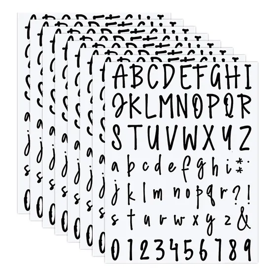Kit De 8 Hojas Adhesivas De Vinilo Con Letras Y Números, Let