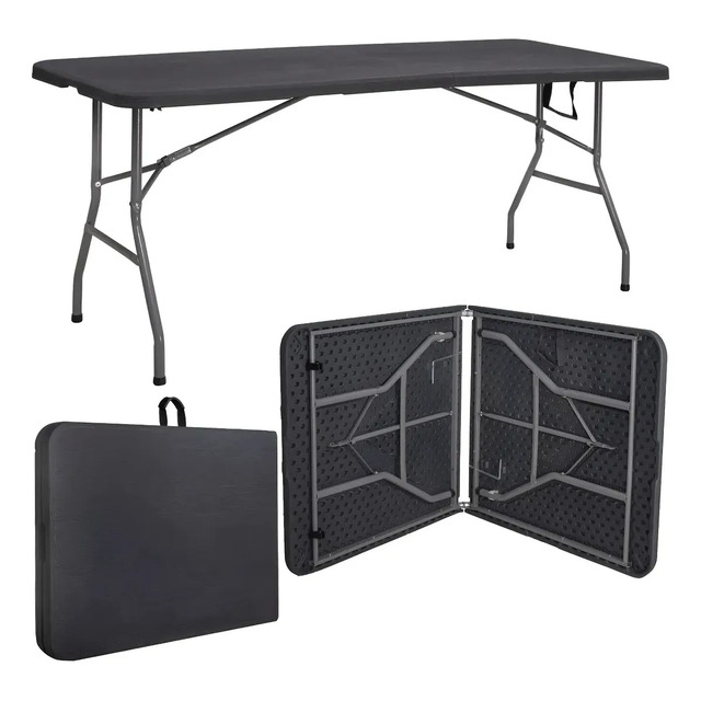 Mesa Dobrável Vira Maleta Com Alça Portátil 1.80m PRETA