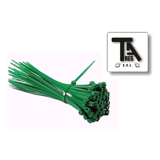 Precinto Collarín Plástico Verde 3.6x300mm 1000pza Tresa