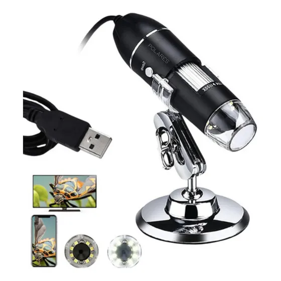 Microscópio Digital Usb Zoom Portátil Câmera Zoom 1600x Note Cor Preto 127/220v Polares