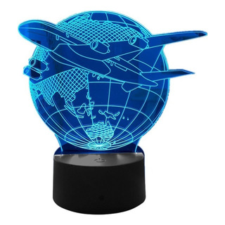 Decoração Lâmpada Noturna Com Holograma 3d Da Terra Do Avião Decoração Lâmpada Noturna Com Holograma 3d Da Terra Do Avião