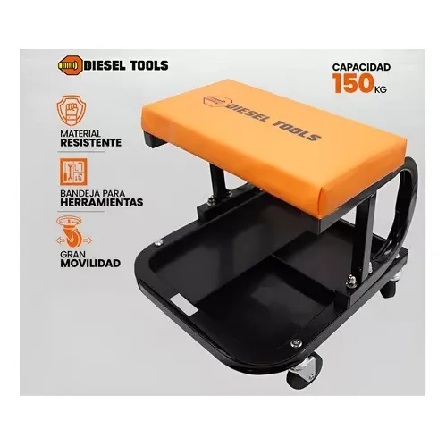 Silla Taller Mecánico Ruedas Móvil  Bandeja
