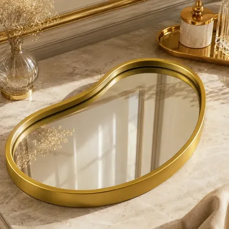 Bandeja Decorativa Espelhada Luxo Orgânica Lavabo Multiuso Para Servir Decoração