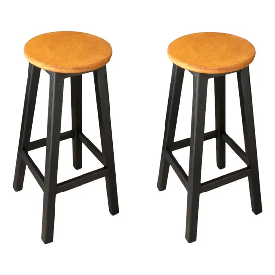 Set De 2 Banco Taburete Madera Tipo Industrial Cocina Bar 