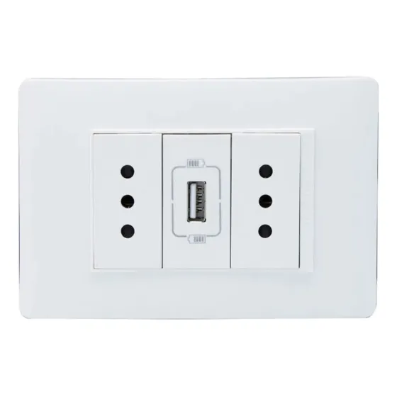 Enchufe Doble 2p+t 10a + Cargador Usb Luzica Pu1314 Bticino