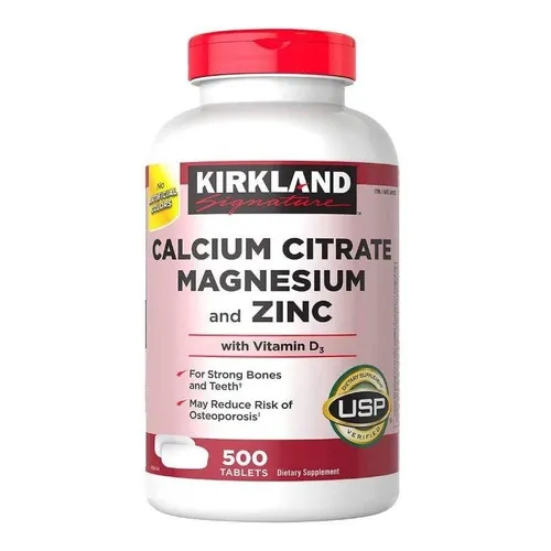 Citrato Calcio Magnesio Zinc + Vitamina D3 Kirkland 500 Tabs Sabor Neutro