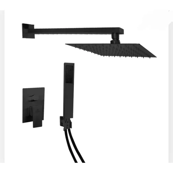 Set De Ducha Negro Mate Acero Inoxidable Con Monomando