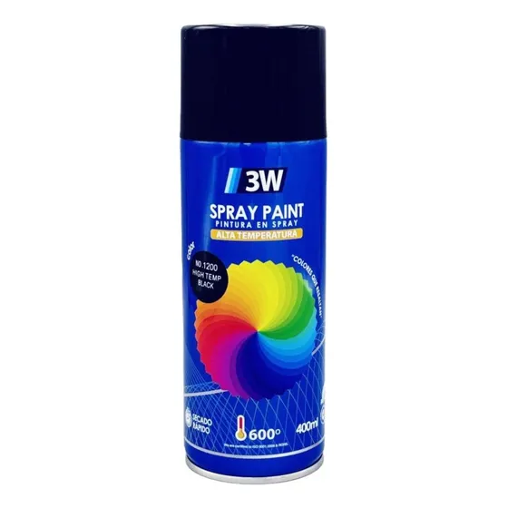 Pintura En Spray Alta Temperatura 3w Negro Y Plateado