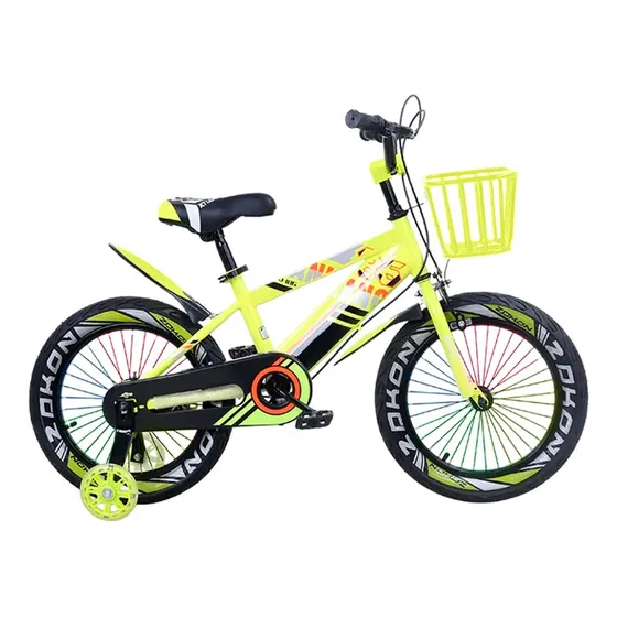 Bicicleta Mountain Bike Luces Led Y Colores Aro 12 Amarillo