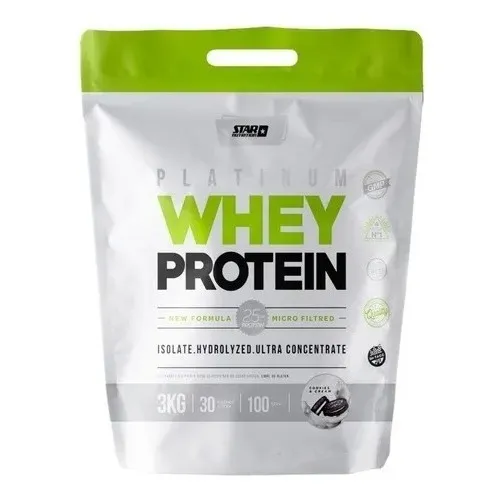 Whey Protein Plat 3kg Cookies Star Nutrition Sabor Cookies and cream