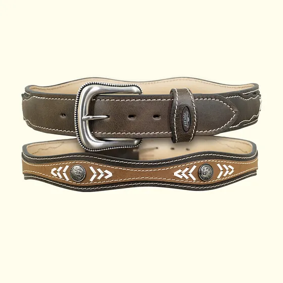 Cinturón De Piel Vaquero Hombre Establo Modelo 110 Color Café Dallas Talla 42