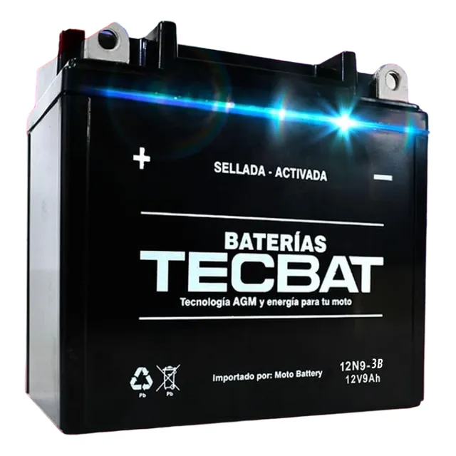 Bateria Tecbat 12n9-3b Cb450 Xr250 Xtz250 Pulsar200 Herohunk
