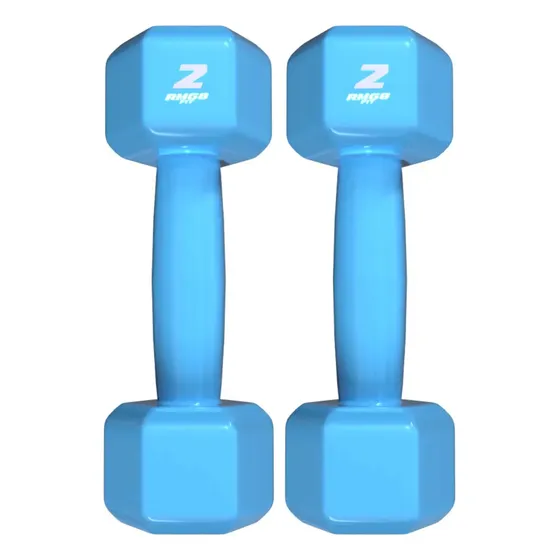 Par Halter 2kg Emborrachado Sextavado Colorido Rmg8 Fit Azul-turquesa