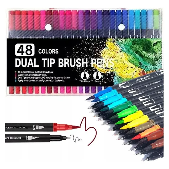 Plumones Punta Pincel Brush 48 Colores Marcadores Lettering