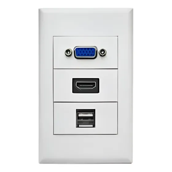 Modulo Enchufe Pared Muralla Hdtv Vga 2 Usb 2.0 Carga