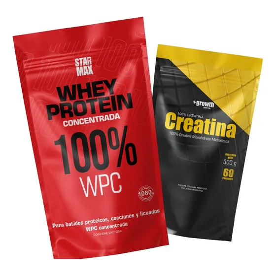 1 Whey Protein Starmax + 1 Creatina Monohidrato  +growth 