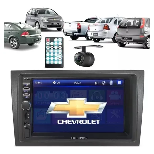 Multimidia Gm Chevrolet Mp5 Bt Espelha Moldura 2 Din Câmera