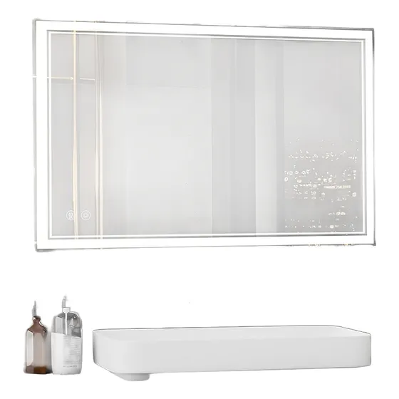 Espejo Bali 80*65 Con Touch Luz Led Reloj Desempañante