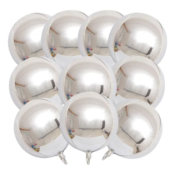 Dailychoo ER-0025 Globos De Lámina Metálica 4d De 22 Pulgadas, 15 Unidades Color Plateado
