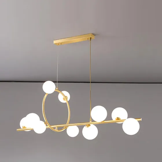 Lampara Colgante Moderna Araña Globo Cristal Dorado Casa