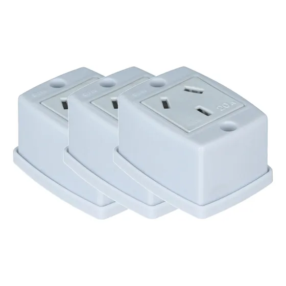 Tomacorriente Exterior Superficial 20a Blanco Pack X3u