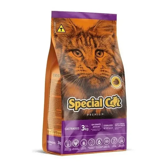 Ração Seca Special Cat Castrados Adultos Gato 3kg Proteína 32%