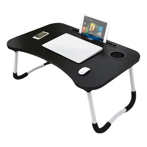 Mesa Para Notebook Portátil Articulada Mdf Grafite Suporte Para Laptop Dobrável Império Imports Home Office Cama Porta Tablet