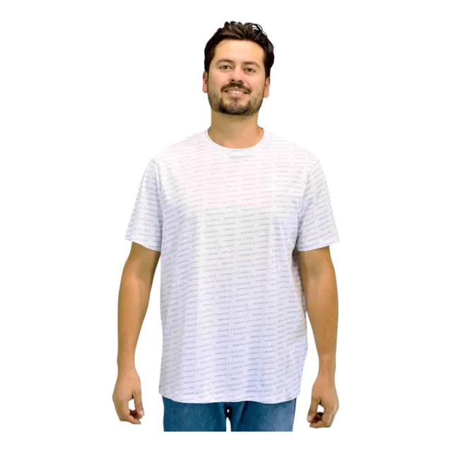 Playera Armani Exchange Color Blanco Multilogo