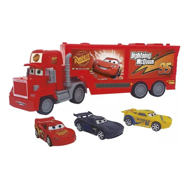 Mula Camión Cars Tractomula Mack + 3 Carros Rayo Macqueen