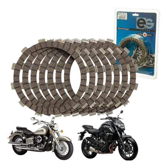 Discos Embreagem Drag Star 650- Mt 07 Eis Jogo C/7 Pçs