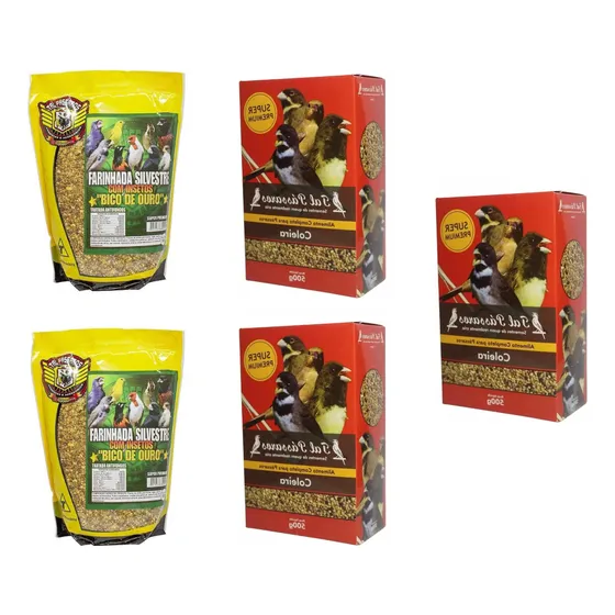 Kit 3 Misturas Coleiro E 2 Farinhadas Tal Passaros