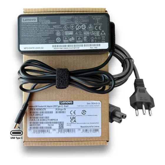 Fonte Carregador Notebook Para Lenovo Thinkpad T490/t480 65w