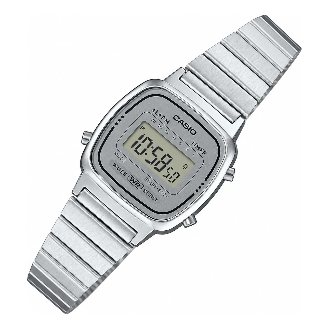 Relógio Casio Feminino Vintage Digital Mini Retrô Prata Prateado Cinza