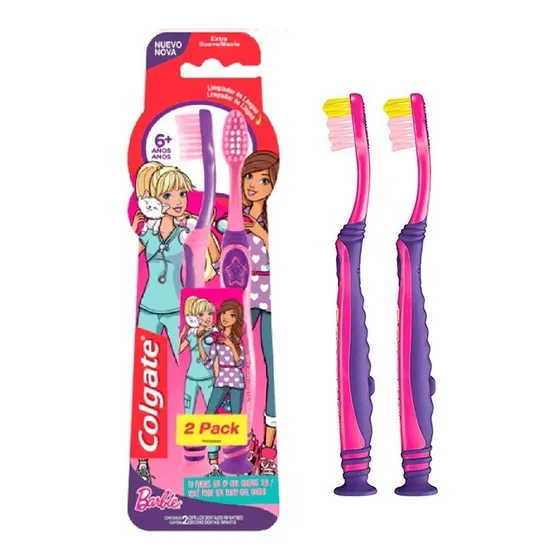 Colgate Cepillo Dental Extra Suave Barbie 6+ Años Pack 2 U.