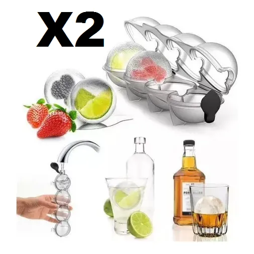 Molde De Hielo Esferico 4 Cavidades Silicona Casa Bar
