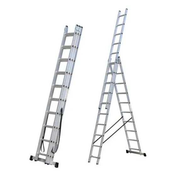 Escalera Aluminio 3 Tramos 10 Escalones Altura 8.3 Mts Ed
