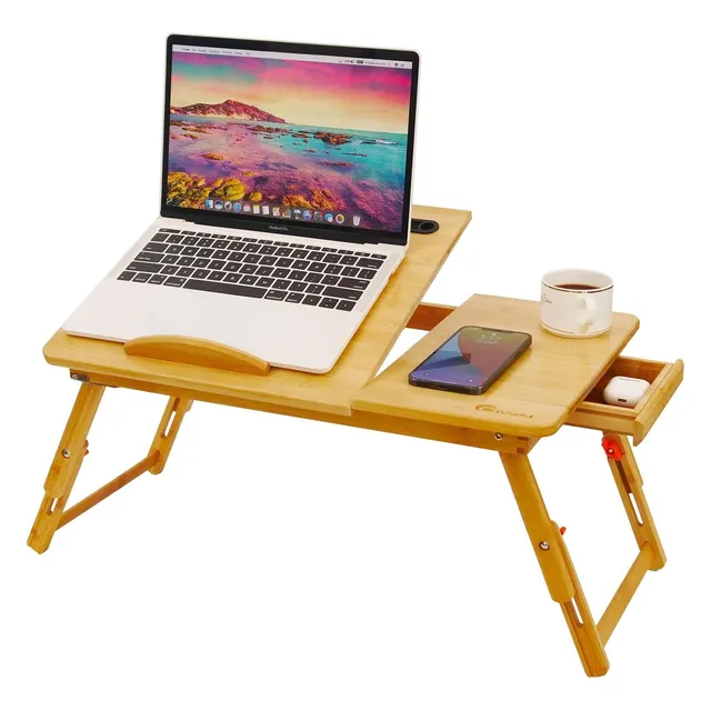 Escritorio Bambú Plegable Multiusos Soporte Para Laptop