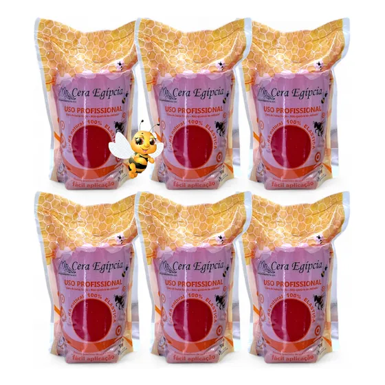 Cera Depilatória Elástica Anestésica 500g Egípcia Kit 6 Unid