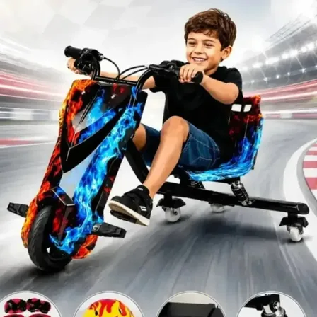 Triciclo Elétrico Infantil Drift 350w 36v Led Rgb + Brinde Gelo E Fogo