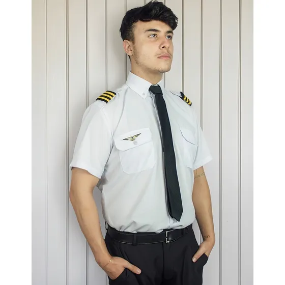 Camisa Para Comandante De Aviao Manga Curta Masculina