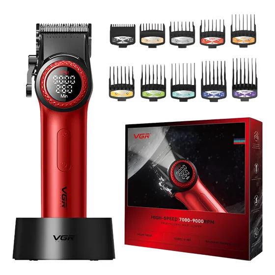 Vgr 001 Máquina Para Cabello Color Negro 110v Color Rojo